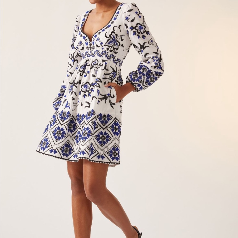 Anthropologie embroidered mini dress
